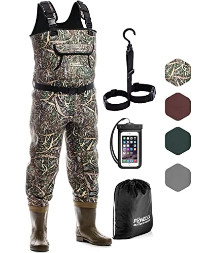 Foxelli 4mm Neoprene Chest Waders with Boot-Foot Design