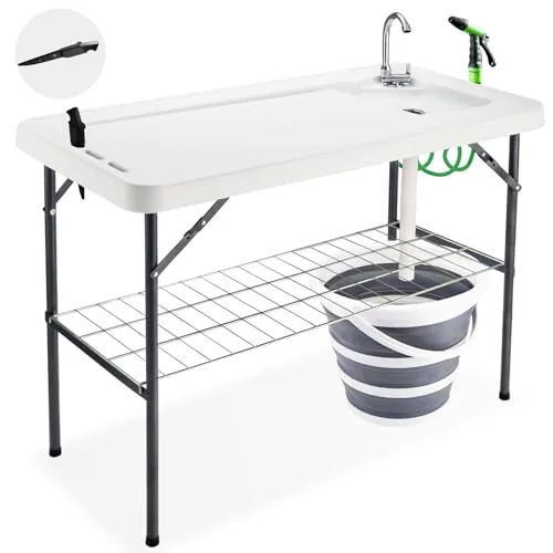 Avocahom Folding Fish Cleaning Table with Sink and Sprayer