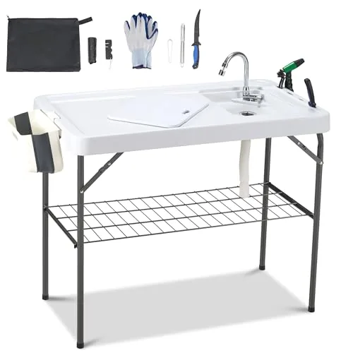 Dragosum Portable Fish Cleaning Table with Sink and Faucet
