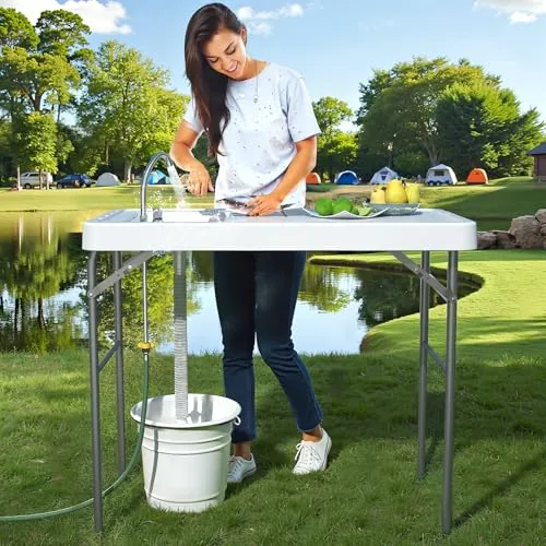 IWDOO 42.5in Fish Cleaning Table with Sink and Scale