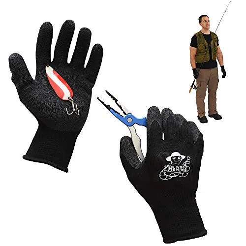 BIG WORM FISHING Textured Grip Fish Handling Gloves