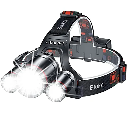 Blukar LED Rechargeable Headlamp 5-Mode Zoomable IPX6