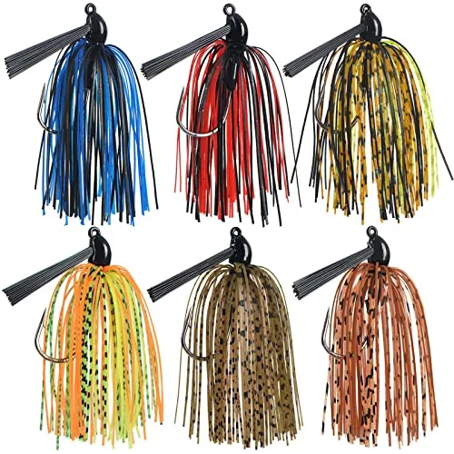 Jigreat 3/8 oz Bass Jig with Weed Guard 6-Pack