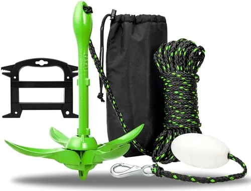 Young Marine 3.5lb Folding Grapnel Anchor Kit Green
