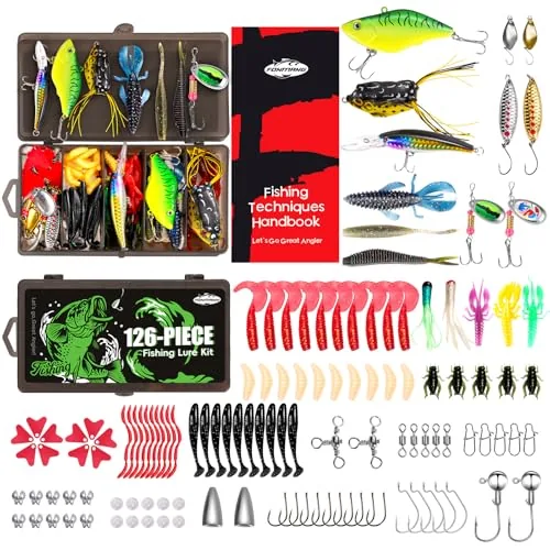 FONMANG 126Pc Freshwater Lure Kit 17 Lure Types