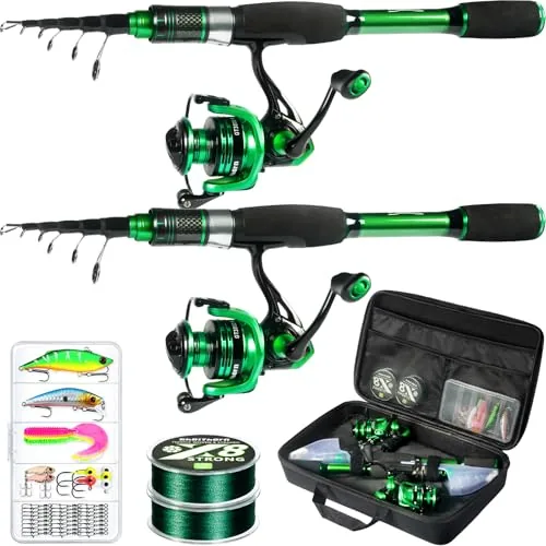 Ghosthorn 2-Pack Telescoping Rod Reel Combo with Carry Bag