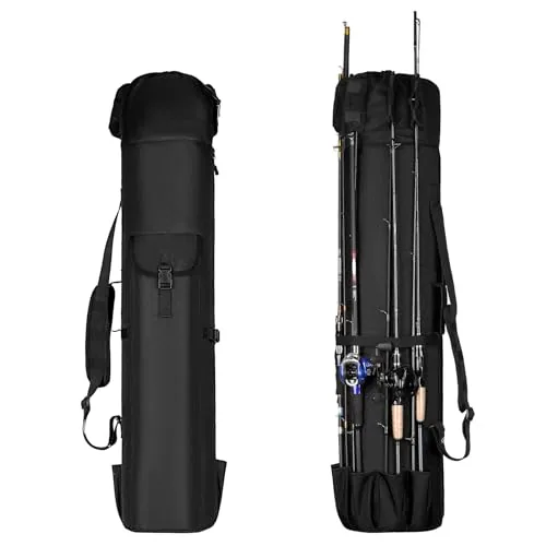 Wowelife Fishing Rod Bag 5-Rod Capacity Foldable Case