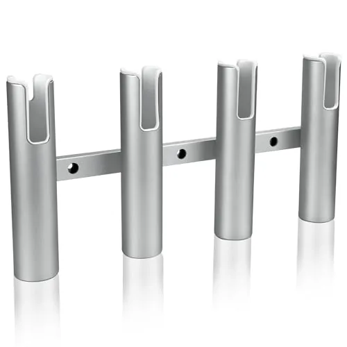 XinKunmarine 4-Rod Aluminum Wall-Mount Fishing Rod Rack