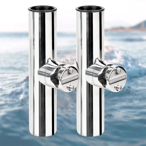 XinKunmarine Clamp-On Rod Holder 316 SS Rail Mount 2-Pack
