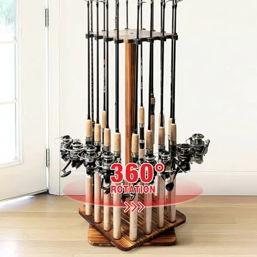 Ghosthorn 16-Rod Rotating Wood Floor Storage Rack