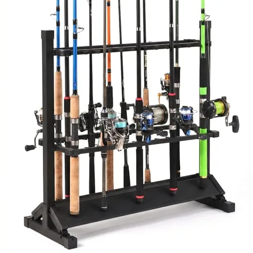 Jorazor 24-Rod Aluminum Rolling Fishing Rod Rack