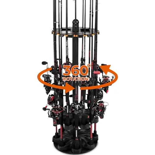 KastKing V16 Rotating 16-Rod Floor Rack with Foam Inserts