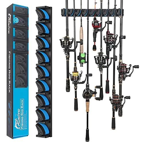 PLUSINNO 9-Rod Vertical Wall Mount Holder, Patented Grip