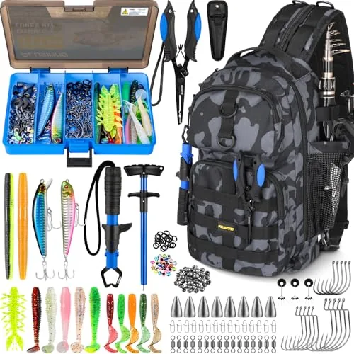 PLUSINNO Fishing Sling Backpack with Tackle Boxes