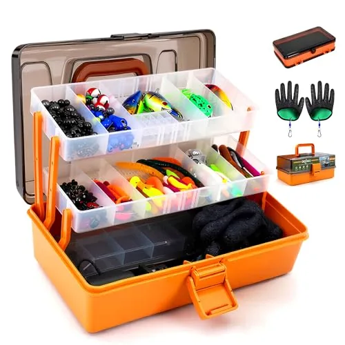 DIGOAKO 417-Piece 3-Layer Tackle Box Kit with Gear