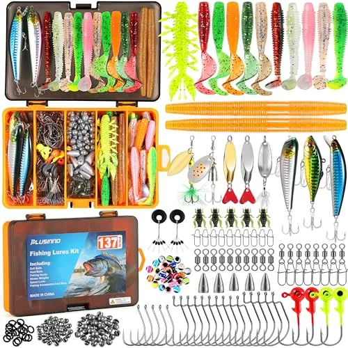 PLUSINNO 137-Piece Freshwater Fishing Tackle Kit