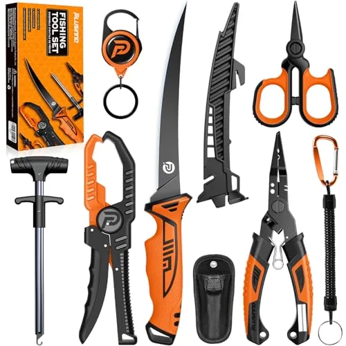 PLUSINNO 7-Piece Fishing Tools Kit with Pliers and Knife