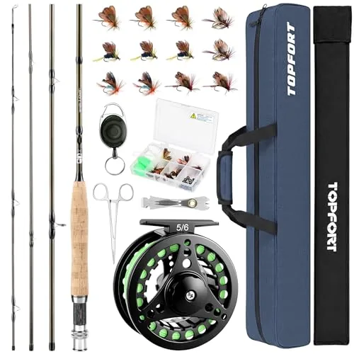 TOPFORT 4-Piece Fly Rod and Reel Combo Kit