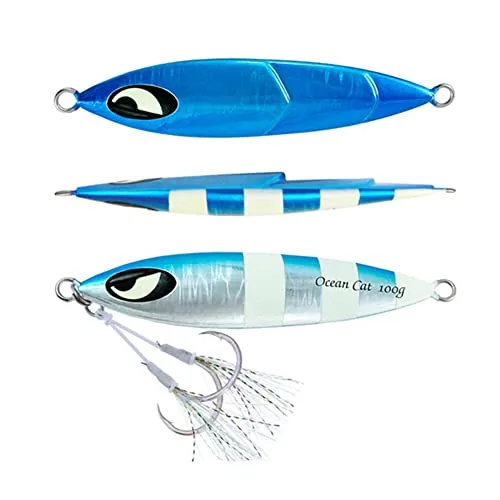 OCEAN CAT Slow Fall Flat Metal Jig with Mustard Hooks