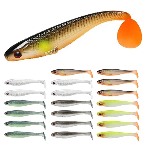TRUSCEND 20-Pack Paddle Tail Swimbaits 3.5in