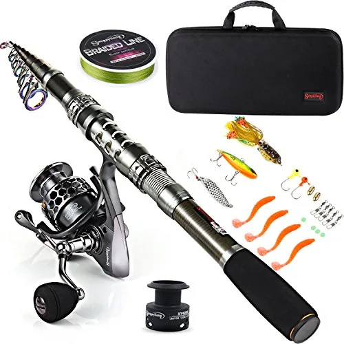Sougayilang Telescopic Spinning Rod and Reel Combo 1.8M