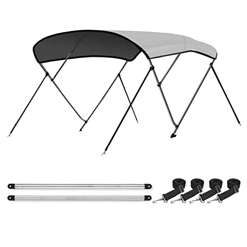 Leader Accessories 3-Bow Bimini Top 67-72in Wide Light Grey