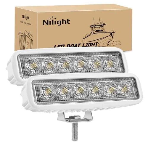Nilight 18W Marine LED Light Bar IP67 Flood Pack