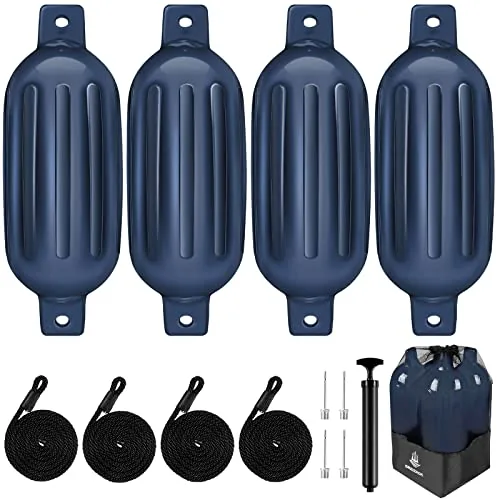 Dreizack 6.5x23" Boat Fenders 4-Pack with Full Kit