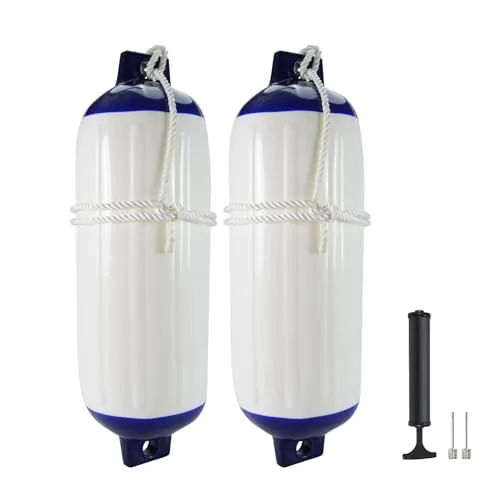 YLVERX 2-Pack Heavy Duty Rubber Boat Fenders with Ropes