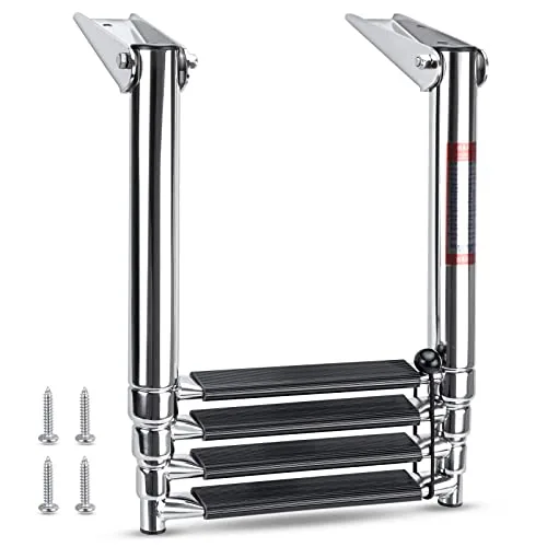 Marinebaby 4-Step Telescopic Boat Ladder 600lb Stainless Steel
