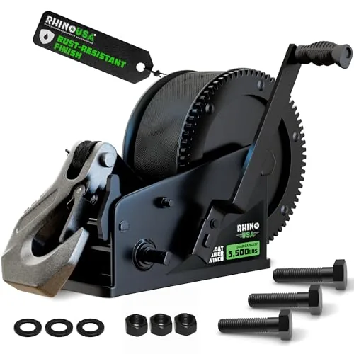 Rhino USA 2-Speed Boat Trailer Winch with Strap