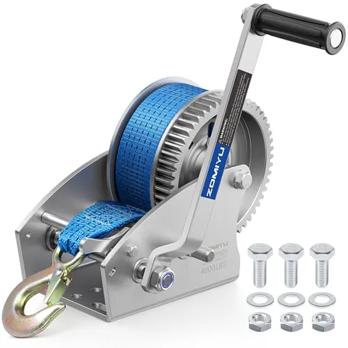 ZOMIYU 4000lb Dual-Speed Boat Trailer Winch with Strap