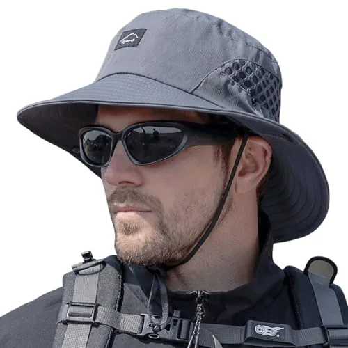 Sireck UPF50+ Wide Brim Bucket Hat with Mesh Crown