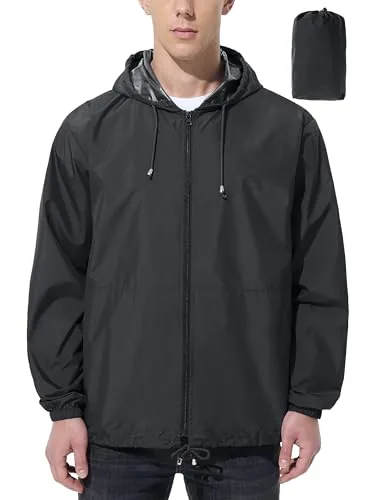 UIQUR Lightweight Waterproof Rain Jacket with Packable Bag