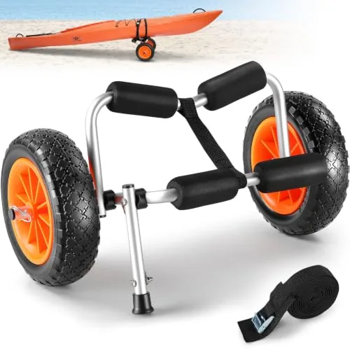 VEVOR Foldable Kayak Cart 250lb Aluminum 10in Solid Tires
