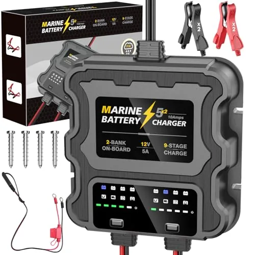 Zrfmib 2-Bank 10A Marine Charger IP68 LiFePO4/AGM