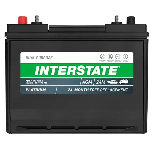 Interstate AGM Marine RV Battery 12V 70Ah Dual Purpose