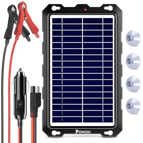 POWOXI 7.5W 12V Solar Trickle Charger Maintainer