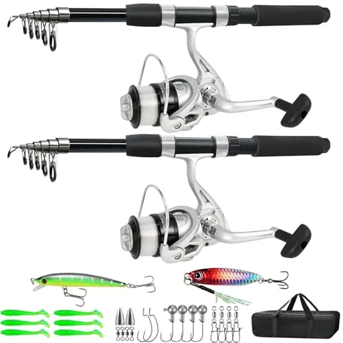 MNCIRISETOU 6.9ft Telescopic Rod & Reel Combo 2-Pack