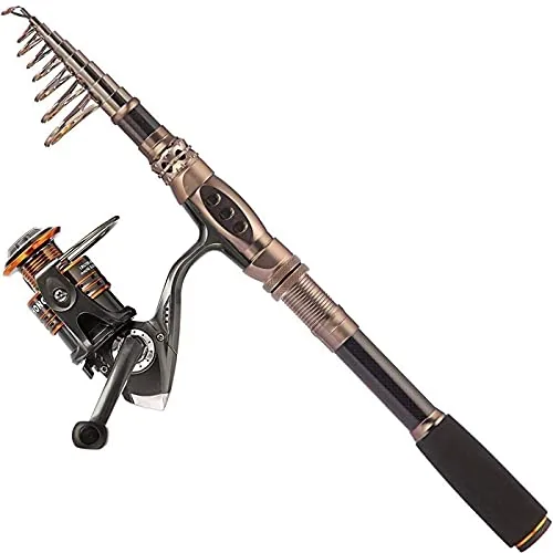 PLUSINNO Telescopic Carbon Fiber Rod and Reel Combo