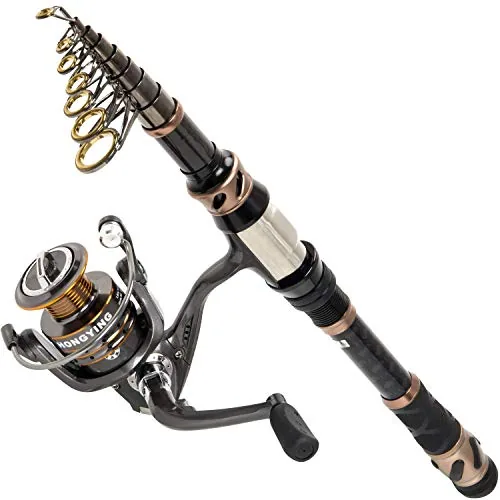 PLUSINNO Telescopic Spinning Combo 5.91FT Carbon Fiber
